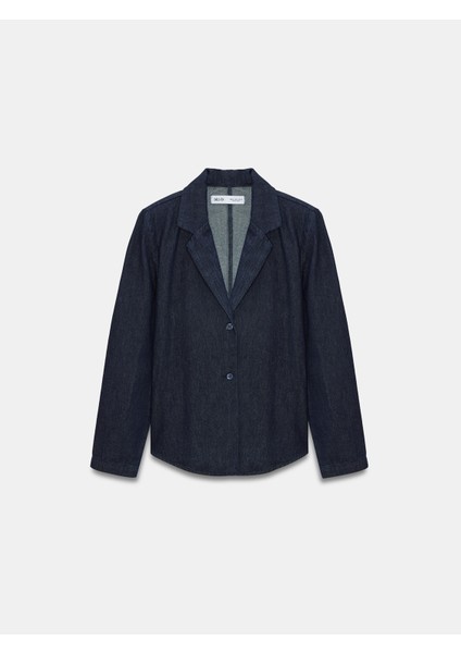 65383 %100 Pamuk Kemerli Kot Ceket-Lacivert