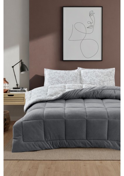 Cloudiva Uyku Seti Bambu | Wellsoft Çift Taraflı Yorgan - Yastık Kılıfı - Lastikli Çarşaf