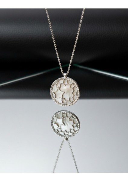 Taşlı Yıldızlı 925 Ayar Gümüş Kadın Kolye (Rodyum Kaplamalı)