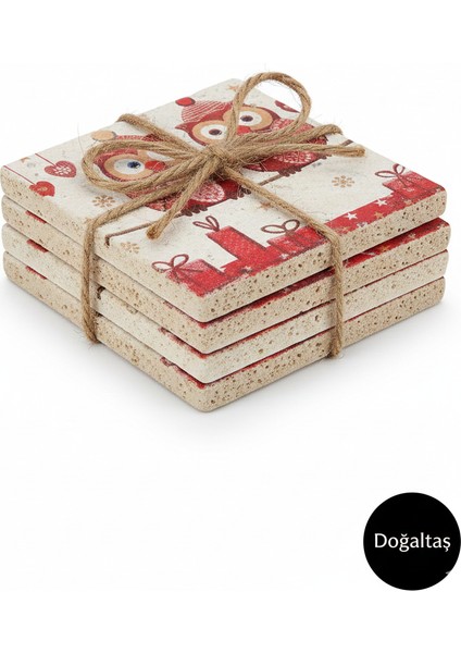 El Yapımı !!! Sınırlı Stok.... 10X10 Traverten Eskitme Taş –4’lü Dekoratif Set (Bardak Altlığı / Sunum Taşı / Dekor Taşı)