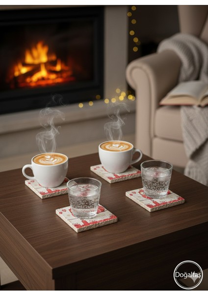 El Yapımı !!! Sınırlı Stok.... 10X10 Traverten Eskitme Taş –4’lü Dekoratif Set (Bardak Altlığı / Sunum Taşı / Dekor Taşı) fırsatları