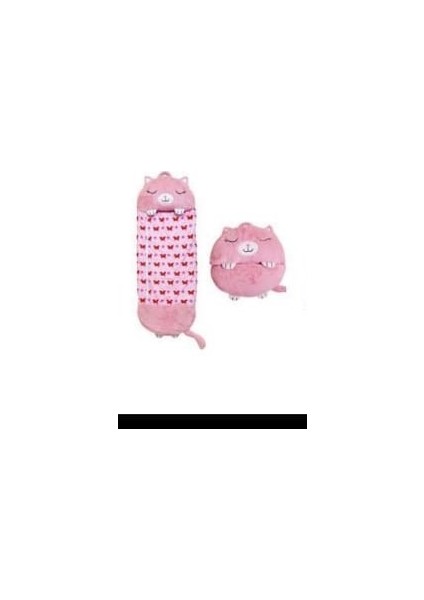 , Gri Kedi Figürlü peluş 50 cm çanta şeklinde , Uyku Tulumuna dönüşen Peluş