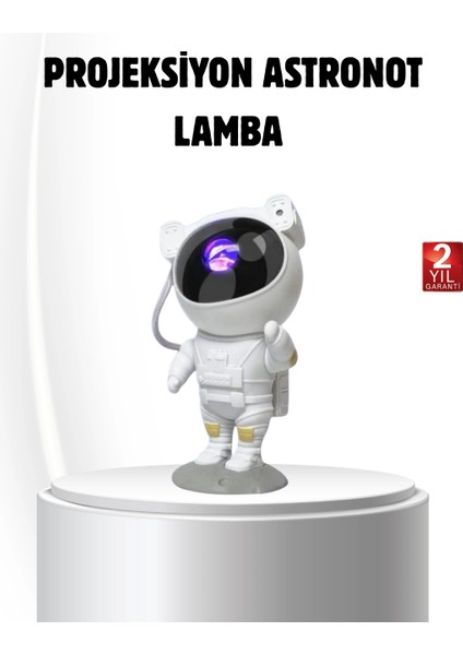 Bluetooth Müzikli Astronot Projeksiyon Lambası Yıldız ve Ay Efektli