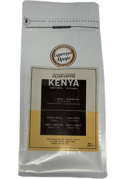 Taze Öğütülmüş Kenya Filtre Kahve 500 gr