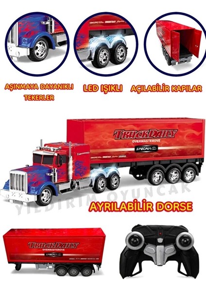 Uzaktan Kumandalı Full Fonksiyonlu 62 cm Işıklı Tır - LED Işıklı Ayrılabilir Dorse Açılır Kapılı Tır