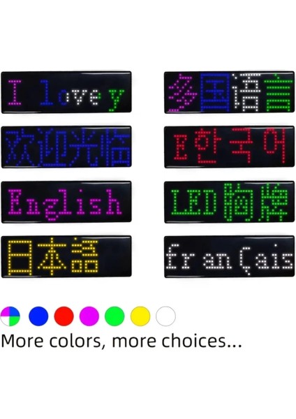 Matrix Kayan LED Yaka Rozeti Mobil Kontrollü Dijital Etiket 9×3cm fırsatları