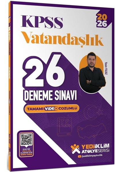 Yediiklim 2026 Kpss Atölye Serisi Genel Kültür Vatandaşlık Konu+Soru ve 26 Deneme Sınavı Seti 3 Kitap fiyatları