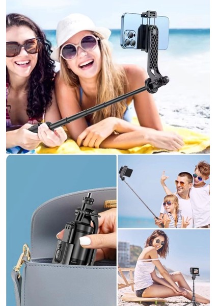 Fotoğraf Makinası ve Telefon Takılabilen 2si 1 Arada 2.2m Uzayan Selfie Çubuğu Kumandalı Tripod