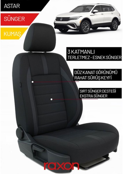 Volkswagen Tiguan 2022 ve Sonrası Için 2+1 Binek Araçlara Uyumlu Tay Tüyü Oto Koltuk Kılıfı