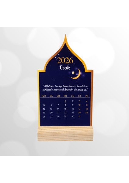 2026 Gece Hilal Cami Takvimi Ahşap Ayaklı Gece Hilal Cami Temalı Özel Tasarım Takvim