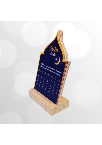 2026 Gece Hilal Cami Takvimi Ahşap Ayaklı Gece Hilal Cami Temalı Özel Tasarım Takvim modelleri