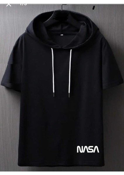 Oversize ' Nasa' Baskılı T-Şhirt Kordonlu Geniş Salaş Kalıp