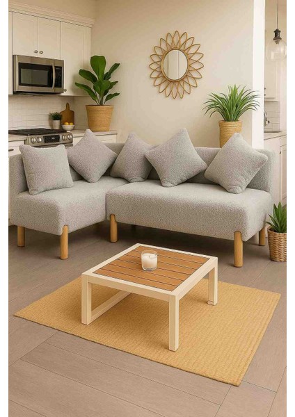 Lotus Port Köşe Koltuk Gri Peluş Kumaş