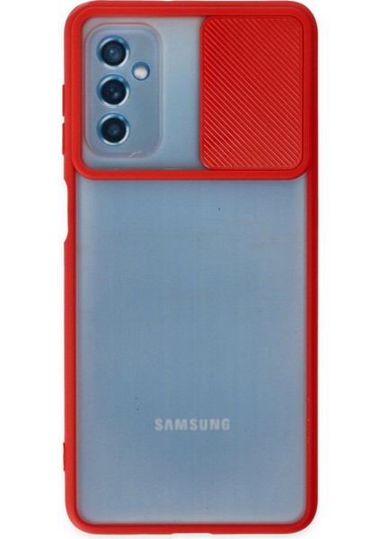 Samsung Galaxy M52 5g Kılıf Palm Buzlu Kamera Sürgülü Silikon - Kırmızı