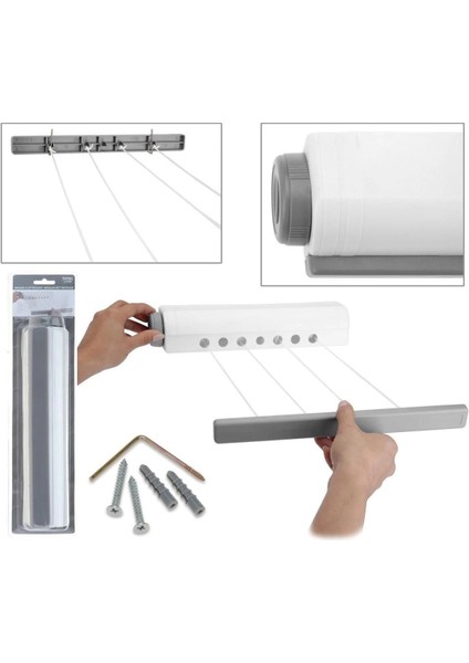 Çek-As Askı Beş Ipli Çamaşır Kurutma Askısı Duvara Monte Kurutmalık