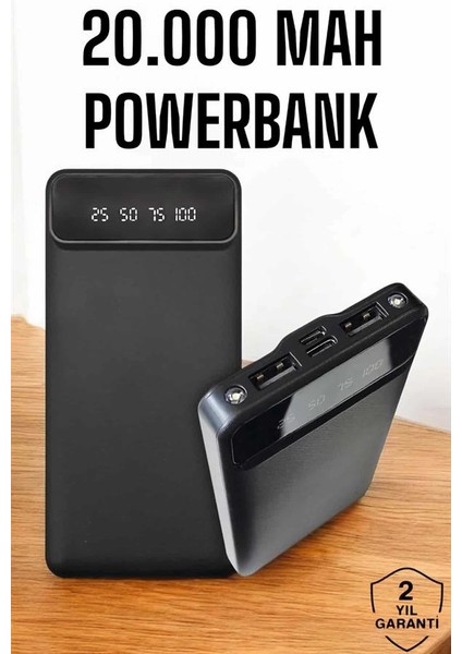20.000 Mah LED Işıklı LCD Ekran USB Girişli Type-C Lightning Powerbank fiyatları