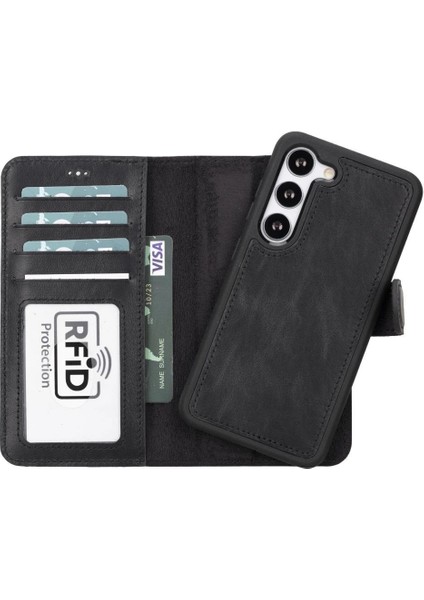 Samsung Galaxy S23 Uyumlu Deri Cüzdanlı Kılıf Rst1 Siyah indirimleri