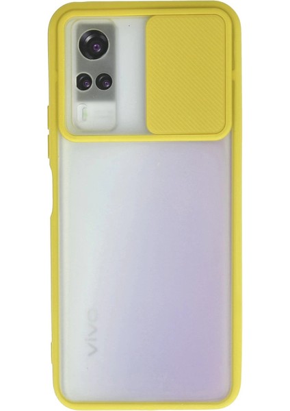 Vivo Y53S Kılıf Palm Buzlu Kamera Sürgülü Silikon - Sarı
