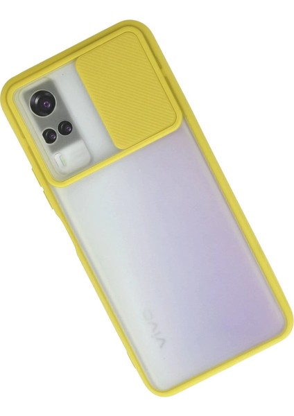 Vivo Y53S Kılıf Palm Buzlu Kamera Sürgülü Silikon - Sarı fiyatları