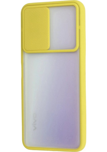 Vivo Y53S Kılıf Palm Buzlu Kamera Sürgülü Silikon - Sarı modelleri