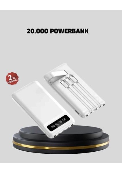 20.000 Mah 4 Çıkışlı LED Göstergeli Hızlı Şarj Powerbank