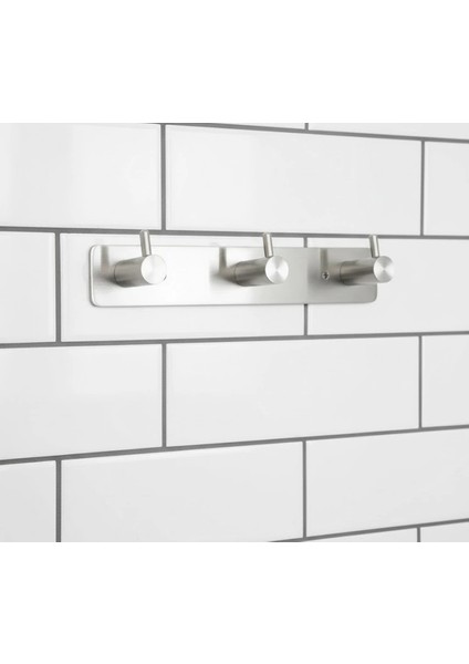 Askılık Yapışkanlı ve Vidalı Çubuklu Üçlü Krom