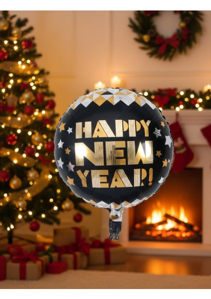 18” Yuvarlak Yılbaşı Happy New Year Folyo Balonu