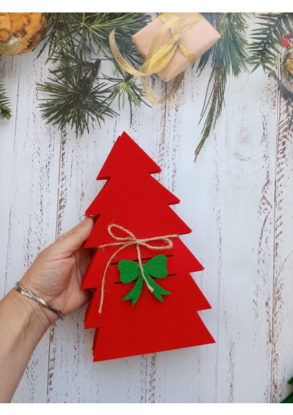 Kırmızı 6 Adet Dekoratif Çam Ağacı Peçetelik Çatal Kaşıklık Keçe Yılbaşı Süsü fiyatları