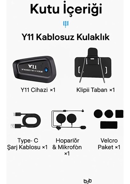 Y11 Bluetooth Kulaklık Mikrofonlu Motosiklet Kulaklığı Intercom Bt 5.3 indirimleri