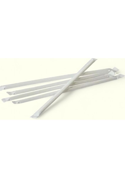 Beyaz Sargılı Frozen Kağıt Pipet 12 x 200 cm 100 Adet