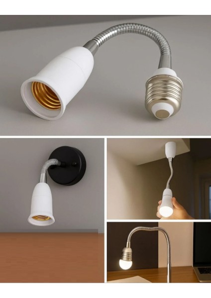 Lamba / Duy Uzatma 40 cm Metal 360 Derece Esnek Bükülebilir E27 To E27 fiyatları