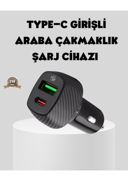 Araç Tipi Hızlı Şarj Adaptörü Type-C Pd USB Çift Port Kompakt