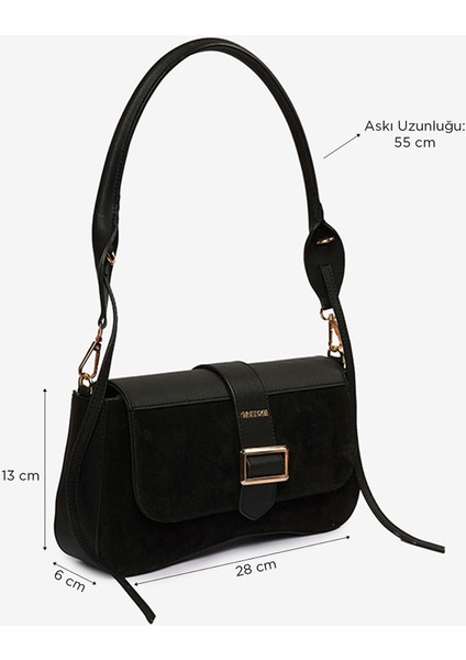 Kadın Siyah Mıknatıslı Omuz Çantası 4K2CN69634
