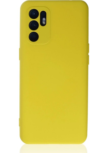 Oppo Reno 6 Kılıf Nano Içi Kadife Silikon - Sarı1