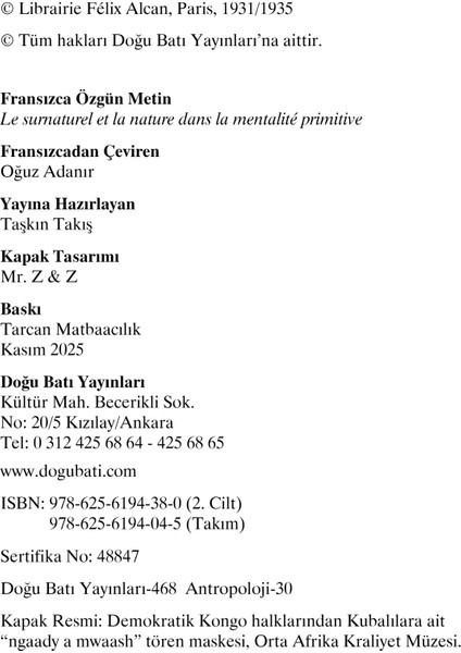 Ilkel Zihniyette Doğaüstü ve Doğa Anlayışı - Iı