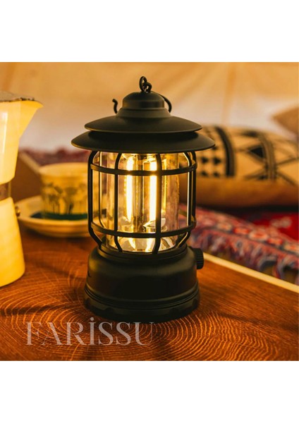 Alaska Retro Şarjlı Kamp Lambası - Ipx4 Su Geçirmez, Dimmer Ayarlı, 1200MAH LED Fener