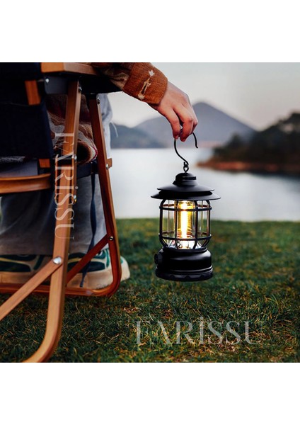 Alaska Retro Şarjlı Kamp Lambası - Ipx4 Su Geçirmez, Dimmer Ayarlı, 1200MAH LED Fener