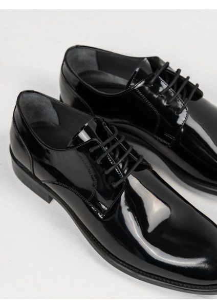 Italyan Stil Iç Dış Naturel Deri Rugan Erkek Ayakkabı Siyah T13890