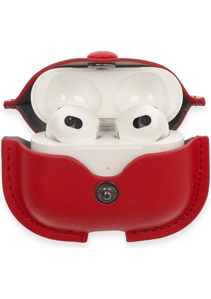 Airpods 3 (3.nesil) Çanta Deri Kılıf - Kırmızı modelleri