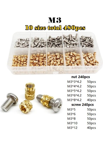 M3 Paslanmaz Çelik Vida ve Pirinç Somun Seti 480 Parça fiyatları