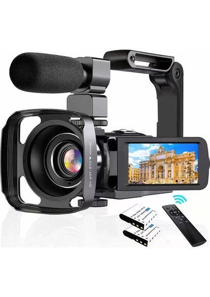 4K Vlog Dijital Video Kamera Wifi 48MP 16X Kaydedici Fotoğrafçılık 3.0"ıps Dokunmatik Ekran Mikrofon Çift Batarya fiyatları