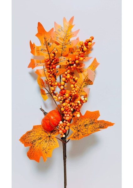 45 cm Sonbahar Konseptli Kabak ve Kokina Detaylı Iri Yapraklı Yapay Kokina