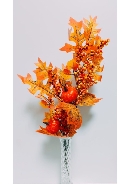 45 cm Sonbahar Konseptli Kabak ve Kokina Detaylı Iri Yapraklı Yapay Kokina fiyatları