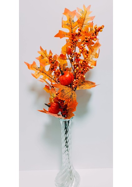 45 cm Sonbahar Konseptli Kabak ve Kokina Detaylı Iri Yapraklı Yapay Kokina indirimleri