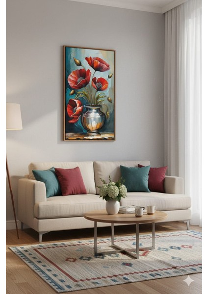 Kırmızı Gelincik Dansı Rulo Tuval Üzeri Canvas Baskı – Premium Çözünürlük, Çerçevesi