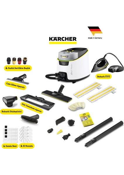 Sc 5 Deluxe Signature Line Profesyonel Max Set 2200W 4 Bar Profesyonel Buharlı Temizlik Makinesi - Vapohydro Fonksiyonlu Sıcak Su Püskürtme Özelliği - Kimyasalsız %99.99 Bakteri Öldürücü