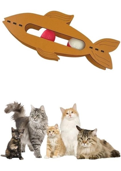 Mytechcat® Kediler Için Ahşap 2 Toplu Eğimli Sevimli Balık Şeklinde Eğitim Amaçlı Oyuncak indirimleri