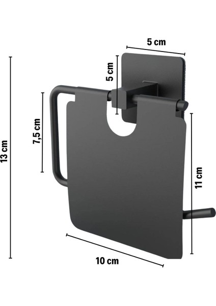 Mytechcat® Kendiliğinden Yapışkanlı Siyah Paslanmaz Metal Kapaklı Tuvalet Kağıtlığı Aparatı modelleri