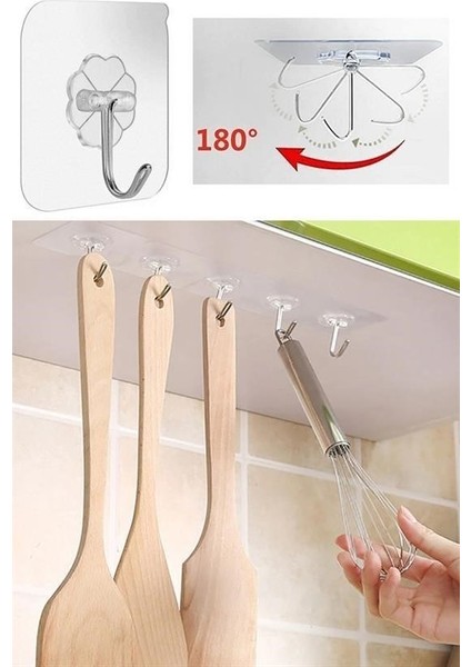 Mytechcat® Süper Güçlü Yapışkanlı Suya Dayanıklı Şeffaf Askı 5li Set Yeniden Kullanılabilir Kancalar fiyatları