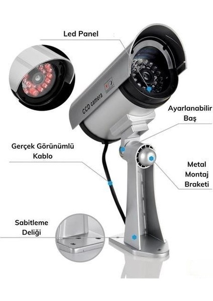 Mytechcat® %100 Gerçekçi Iç ve Dış Mekan Için Sahte Güvenlik Kamerası